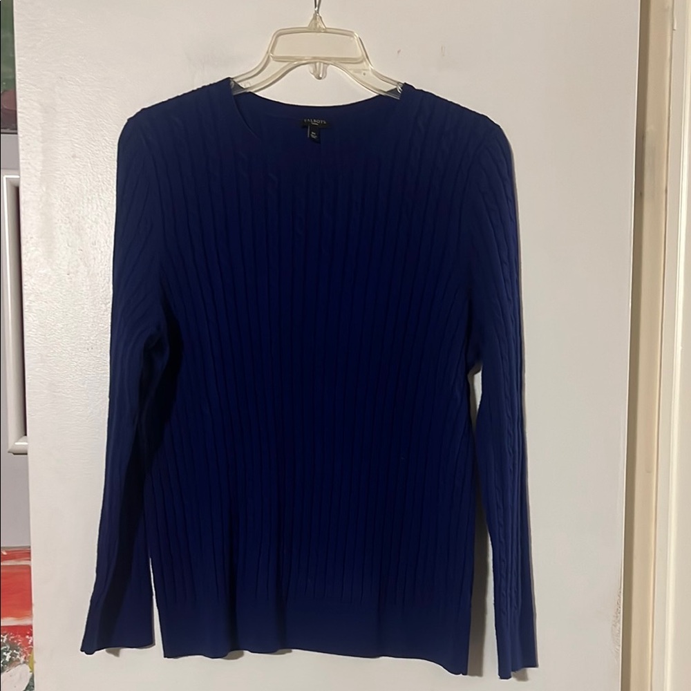 St. John's Bay Women's Navy Ribbed Crewneck Sweater